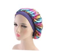 WRITWAA 3pcs Elastic Satin Sleep Cap Wide Side for Women Sleep Bonnet Hair Loss Cap Chemo Hat Beanie Soft Fabric Hand Wash Machine Wash Cold