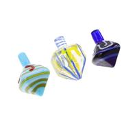 WRITWAA 3pcs Glass Dreidel for Hanukkah Traditional Judaica Collectibles Handblown Holiday Decor with Elegant Design for Festive Jewish Celebration and Cultural Heritage