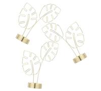 WRITWAA 3pcs Gold Metal Leaf Memo Holder, Multifunctional Stainless Steel Card Clip, Space-Saving Desktop Photo and Note Stand for Creative Workspaces and Wedding Parties