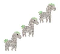 WRITWAA 3pcs Horse Embroidered Applique Patches Fabric Applique Patch Rhinestone Decorative Plastic Non-Woven Fabric Silver Horse Shaped Cute Playful Design for Creative DIY Garments