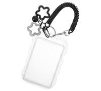 WRITWAA 3pcs Id Badge Holder with Black Spring Clip and Star Keychain Pendant Vertical Card Protector Sleeve for Work Pass Bus Card and Credit Organizer