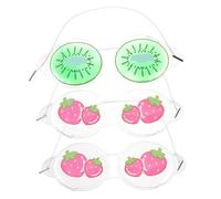 WRITWAA 3pcs Kids Cooling Eye Masks Pvc Gel Eye Mask Fruit Series Cold Compress Pads Cucumber Scented Light Blocking Patches for Children's Care Summer Use Random Style