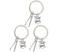 WRITWAA 3pcs Musical Instrument Key Chain Pendant Set, Rock Band Drum and Guitar Bag Hanging Decor for Music Lovers