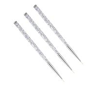WRITWAA 3pcs Nail Art Brushes Set for Manicure with High Accuracy Painting, Silver Plastic Handles and Nylon Bristles, for Personal Use and Detailed Nail Art Designs