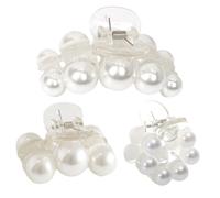 WRITWAA 3pcs Pearl Hair Claw Clips Set Retro Style 4cm, 4.5cm and 6cm Multiple Pearls for Women Hair Styling and Secure Hold