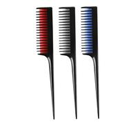 WRITWAA 3pcs Plastic Tip Tail Hairdressing Combs Set with Long Handle for Styling and Detangling, Multi-color Black Red Blue, Suitable for Home and Salon Use