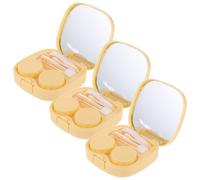 WRITWAA 3pcs Portable Contact Lens Case with 3D Poached Egg Design, Lightweight Plastic Organizer for Daily Use and Outdoor Activities, Compact Travel Lens Storage Box with Built-in Mirror