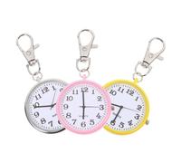 WRITWAA 3pcs Quartz Pocket Watch Keychain Set with Zinc-alloy Decorative Pendant, Vintage Style Key Ring Accessories for Women’s Daily Use and Collection Color