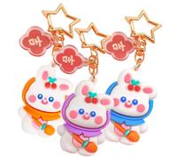 WRITWAA 3pcs Rabbit Keychain Silicone Keyring Charms for Boys and Girls Decorative Pendant Keyring Bunny