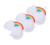 WRITWAA 3pcs Rainbow Bath Sponges for Delicate Skin, Pu Sponge Scrubbers to Remove Dead Skin, Soft Shower Bathing Tools Suitable