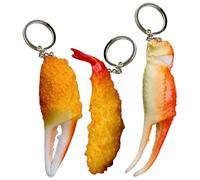 WRITWAA 3pcs Realistic Crab Fried Shrimp Keychain Food Imitation Keyring Bag Pendant Ornament Backpacks Keys Handbags