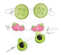 WRITWAA 3pcs Reusable Cooling Eye Masks for Kids Cute Decorative Pvc Material, Lightweight and Will Not Leave Lines Or Marks, for Travel and Families Style