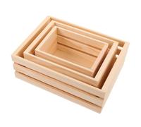 WRITWAA 3pcs Rustic Wooden Nesting Storage Crates Set for Rooms with Interactive Assembly, Versatile Functionality, and Beige Unfinished Wood Material for Dollhouse Display and Parent