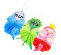 WRITWAA 3pcs Shower Loofah Bath Sponges Cute Cartoon Design Pe Material Lightweight Easy to Store for Bath Time Assorted Color