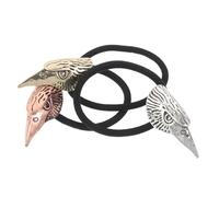 WRITWAA 3pcs Skull Hair Ties: Viking Style Elastic Ponytail Holders With 3d Crow Head - Goth Hair Rope For Halloween, Parties, And Daily Wear