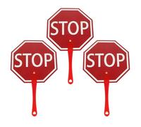 WRITWAA 3pcs Stop Sign with Handle Lightweight Plastic Classroom Paddle for Teachers and Students, Easy to Clean Red Stop Paddle for Student Learning Activities