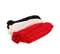 WRITWAA 3pcs Womens Turban Beanie Hats with Flower Elastic Head Scarf Wraps Soft Sun Protection Headwear for Outdoor Activities and Daily Fashion Ethnic Vintage Style Caps for Ladies