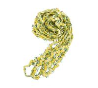 WRITWAA 4.5m Yellow Rose Trim Floral Ribbon Embroidered Flowers Polyester Silk Lace, Beautiful Colours and Can Be Trimmed, for Sewing, Table Setting and Costuming Decorations