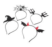 WRITWAA 4 pcs Halloween Headband Set for Women Bat Wings Witch Hat and Devil Horns for Cosplay Costume Parties and Festive Celebrations