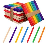 WRITWAA 400pcs Wooden Ice Cream Sticks and Colorful Craft Sticks Set, Food Grade Mini Wood Rods for Boys and Girls DIY Art Projects, Home and School Craft Supplies