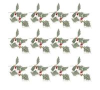 WRITWAA 40pcs Artificial Holly Berry Picks with Vibrant Red Berries and Green Leaves, Plastic Christmas Decorations for Wreath Making and Outdoor Use, Easy to Arrange Holiday Craft