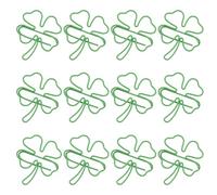 WRITWAA 40pcs Green Clover Shaped Paper Clips Metal Decorative Portable Clips for Wedding Invitations and Stationery Organizing Cute Leaf Shape Paperclips for Office and Irish Party Favors