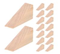 WRITWAA 40pcs Wooden Door Wedges with Expansion Property and Compact Design, Triangle Shaped Beige Wood Door Stopper Blocks with Slanted Striped Pattern for Office and Dorm Use