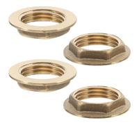 WRITWAA 4pcs 1/2 Inch Female Brass Lock Nut with Flange - Hex Pipe Fitting Locknut with Gasket - Threaded Lock Nut for Plumbing Hose and Hydraulic Connections