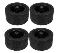 WRITWAA 4pcs 7-inch Rubber Replacement Caster Wheels with Bearings, 8mm Bore Utility Cart Tires for Lawn Mower, Garden Dump Trailer, and Outdoor Camping Trolley, Heavy Duty Black Wheels