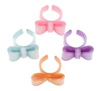 WRITWAA 4pcs Adjustable Bowknot Ring: Colorful Resin Open Ring - Sweet Summer Jelly Bow Finger Band- Fashion Costume Jewelry for Women Teens Rainbow Colors