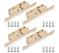 WRITWAA 4pcs Adjustable Double Ball Brass Door Latch with Spring Loaded Roller Catch, Silent Operation Copper Cabinet Catch for Furniture Cabinets and Vanity in Household Renovation