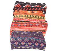 WRITWAA 4pcs African Printed Wide Knot Headbands for Women Stretchy Elastic Vintage Style Hair Wraps for Yoga Running and Daily Wear Suitable for Thin Hair