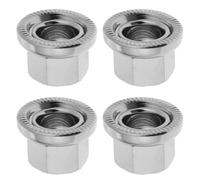 WRITWAA 4pcs Bike Wheel Flange Axle Nut, Flange Wheel Hub Screw Cap, M10 Bolt Screw Nut Road Replacement for Mountain Road Bicycle Hub Repair Parts