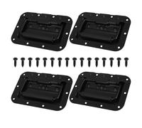 WRITWAA 4pcs Black Spring Loaded Metal Chest Handles with Screws Recessed Heavy Duty Box Handles for Flight Cases, Toolboxes Speaker Cabinets Industrial Hardware