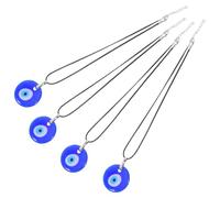 WRITWAA 4Pcs Blue Evil Eye Necklace Set with Round Glass Pendants, Lucky Protection Charm Jewelry for Men and Women, Blue Eye Flat Pendant Chain for Everyday Wear