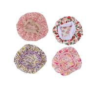WRITWAA 4pcs Boys and Girls Printed Satin Fabric Sleeping Cap Kids Sleeping Head Cover for Home Hotel Travel Use Random Color