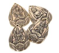 WRITWAA 4pcs Brass Buddha Pendants Vintage Keychain DIY Charms Lightweight Amulet Tags for Backpack Car Keys Symbolic Blessing