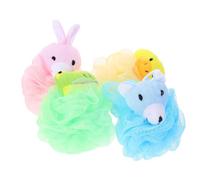 WRITWAA 4pcs Cartoon-Style Bath Sponge for Deep Cleansing and Exfoliating, Soft Pe Material Shower Loofah Sponge, Unique Creative Design Suitable for Bathing