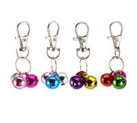 WRITWAA 4pcs Cat Keychain Bells Made of Metal, Safe and Convenient to Wear, Stylish Copper Pet Pendant Bells for Collar Decoration and Training, for Cats and Small Dogs Random Color