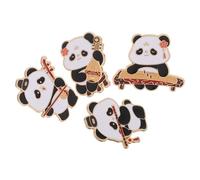 WRITWAA 4pcs Chinese Traditional Style Panda Enamel Brooch Pin Cute Metal Musical Instrument Badge for Women Shirt Collar Sweater Dress Backpack Decoration Lightweight Cultural Souvenirs