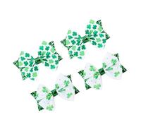 WRITWAA 4pcs Clover Bowknot Hairpins Light Green Polyester Iron Hair Clips Holds Hair Tightly Lovely Chic Design for St Patrick's Day Birthday
