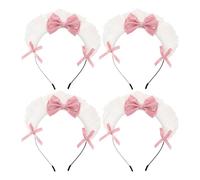 WRITWAA 4pcs Cute Maid Lace Bow Hairband Adorable Lolita Headpiece for Cosplay Themed Events Handmade Japanese Style Accessory for Women