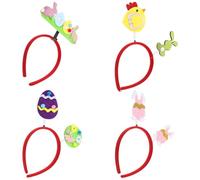 WRITWAA 4pcs Easter Headbands for Women: Cartoon Bunny & Chick Eggshell Design Hair Bands, Easter Style Costume Party Prop, Festive Headwear for Holiday