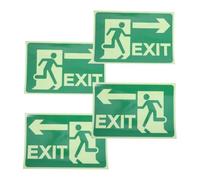 WRITWAA 4pcs Emergency Safety Sign Luminous Safety Directional Sign Exit Sticker Glow in The Dark Polyethylene Reflective Film Self-adhesive for Public Spaces and Emergency Situations