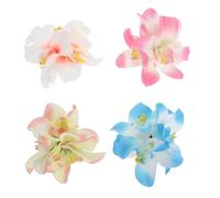 WRITWAA 4pcs Flower Hair Clips: Silk Hawaiian Hairpins - Women Boho Tropical Headwear - Colorful Plumeria Hibiscus Hair Clips for Beach Summer Party