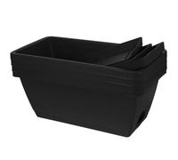 WRITWAA 4pcs Flower Planters Boxes Plastic Planting Pots Rectangular Window Box Planters for Garden and Windows with Saucers Reusable Two Drainage Holes Modern Classical Black