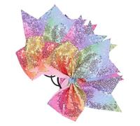 WRITWAA 4pcs Glitter Hair Bows Cheer Bows for Girls Cheerleader Elastic Bands for Holiday Hair Accessories