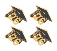 WRITWAA 4pcs Graduation Enamel Brooch Set Zinc Alloy Pins for Teachers and Students, Versatile Easy Attachment Lapel Badges, Elegant Trendy Accessories for Graduation Ceremonies and School