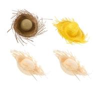 WRITWAA 4pcs Hawaiian Luau Straw Hat Floppy Wide Brim Beach Hat