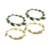 WRITWAA 4pcs Leaf Wreath Crown Lightweight Renaissance Headpiece Gold and Green Leaf Tiara for Boho Brides Elven Cosplay Party Accessory Comfortable All-day Wear